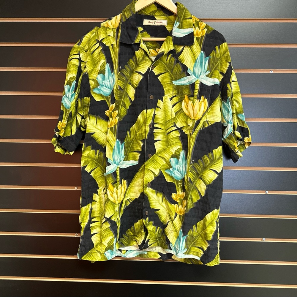 Tommy Bahama Green and Yellow Leaf Shirt